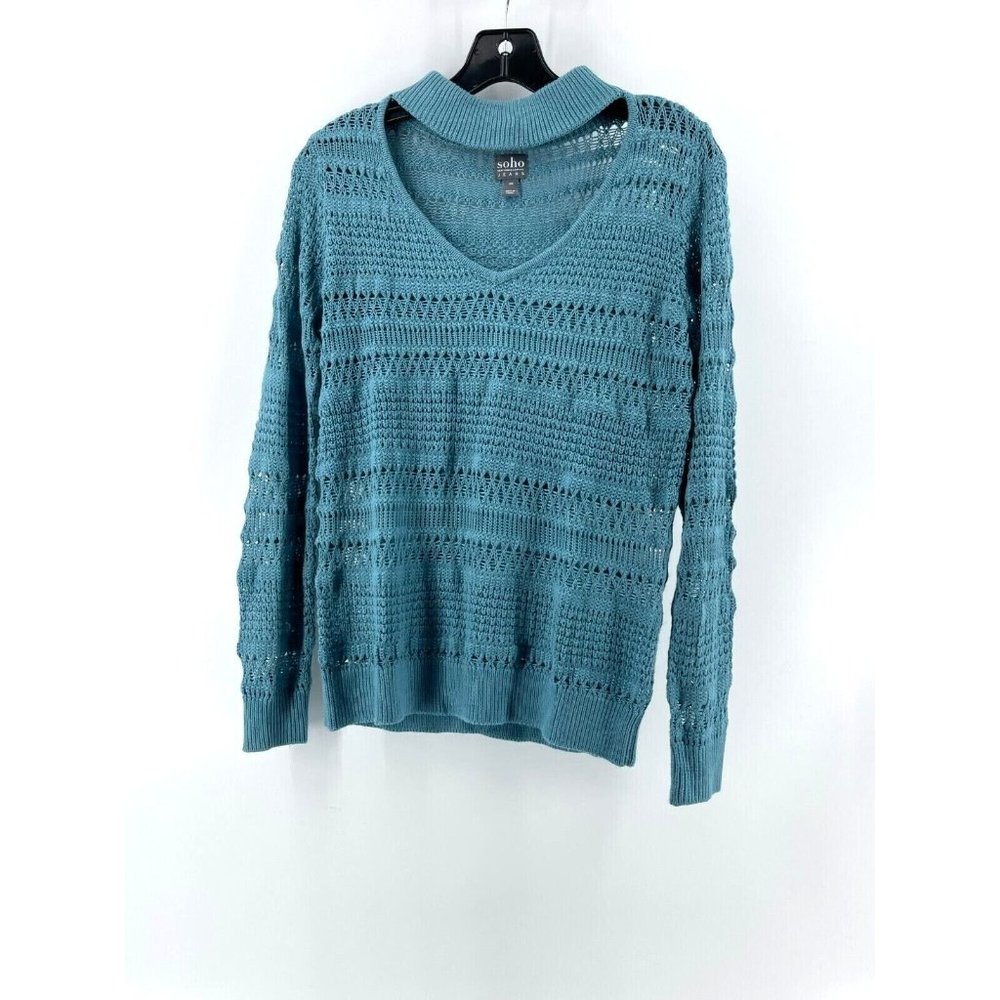 Soho NY Company Jeans Women's Long Sleeve Open Knit Green Sweater Size XS